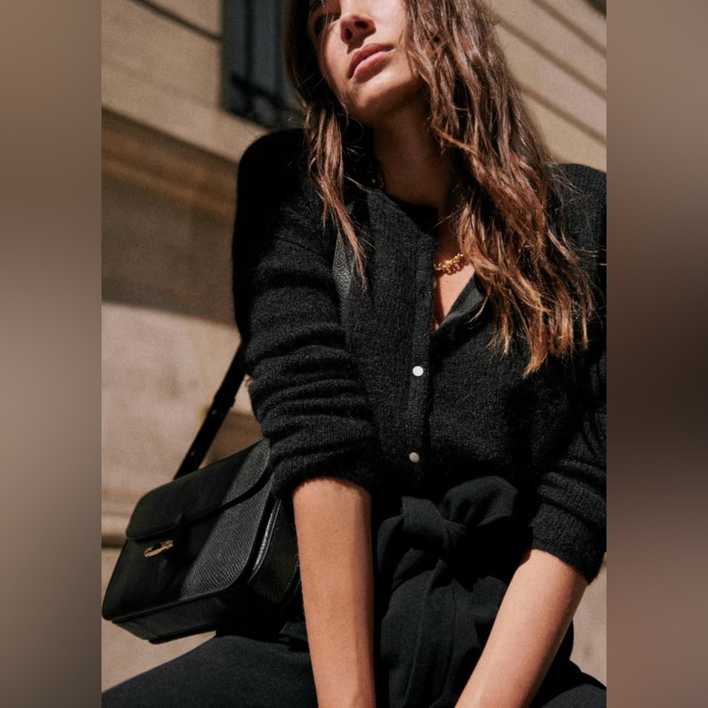 Sezane Black Cardigan Sweater